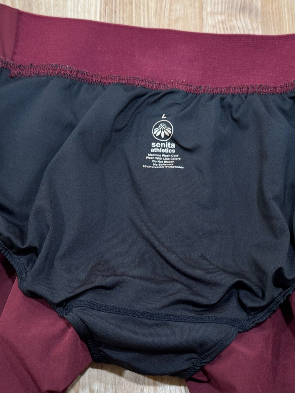 Senita Women’s Maroon Athletic Shorts - Picture 3 of 3